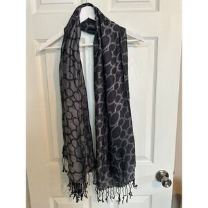 Disney Mickey Mouse Scarf Grey Black Eyelash Fringe Wrap Shawl